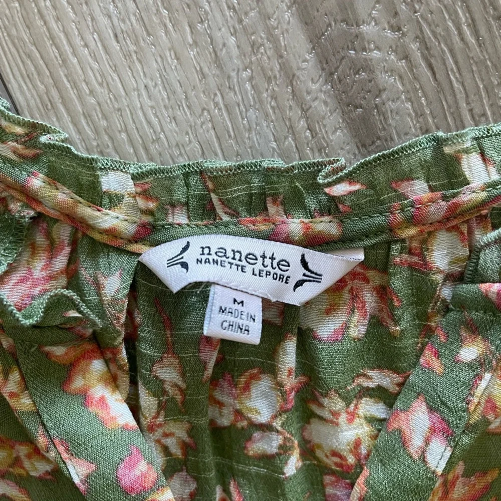 Nanette Lepore Green Floral Blouse - Picture 3 of 5